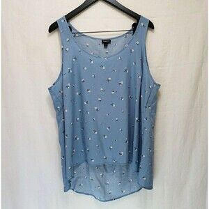 Torrid Challis High Low Tank Top Blue Floral Sz 1X